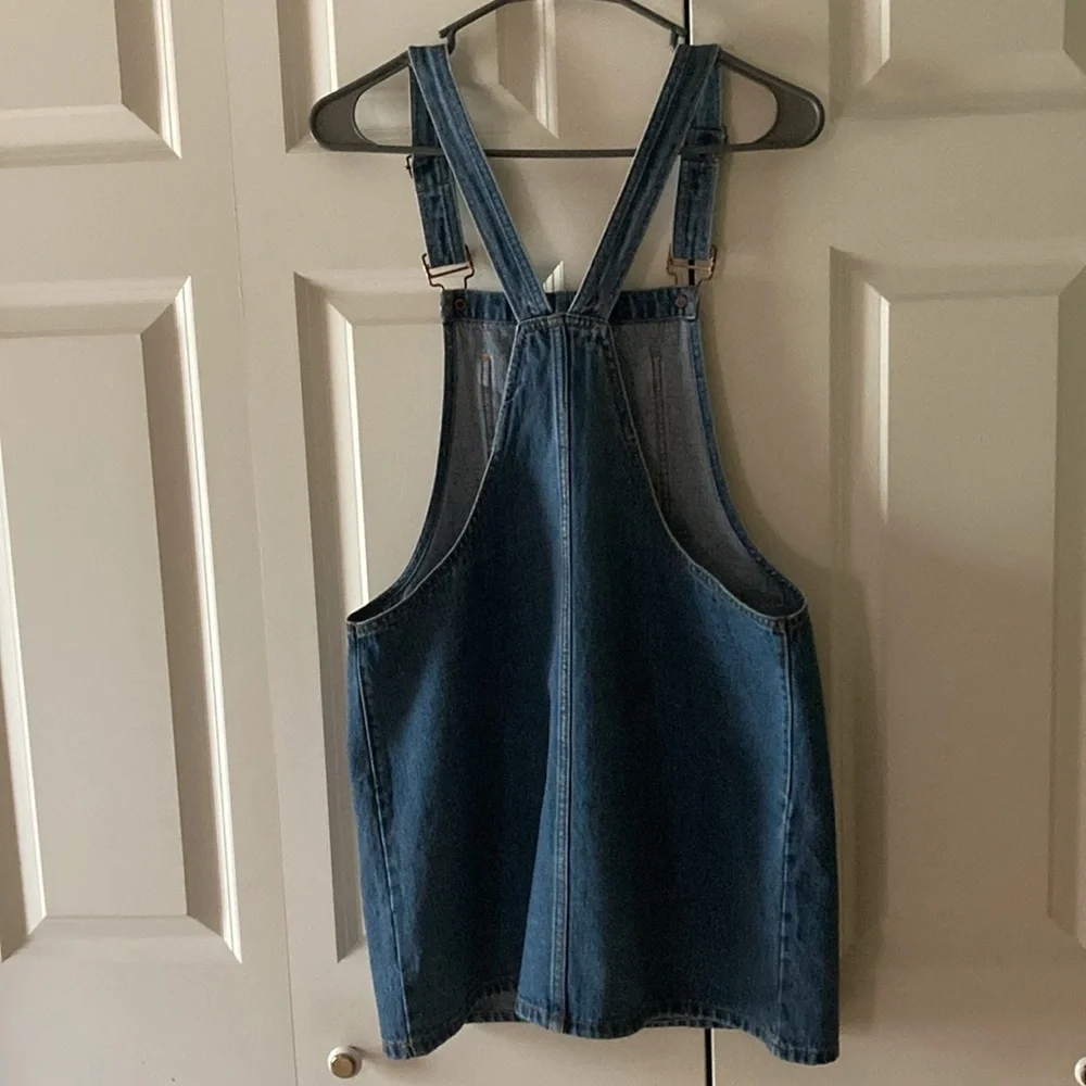 Forever 21 womens LG denim jumper casual adjustable straps classic 100% cotton - Picture 2 of 6
